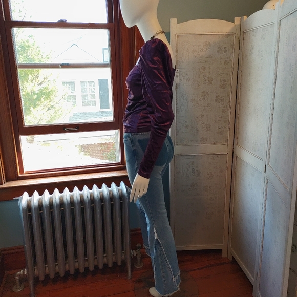 Express NWT Rich Velvet Purple Sweetheart Long sleeve Top S - Picture 7 of 11